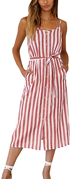 Round Neck Striped Dresses