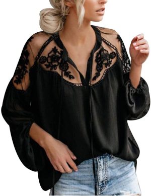 Elegant Blouse Lace V-Neck