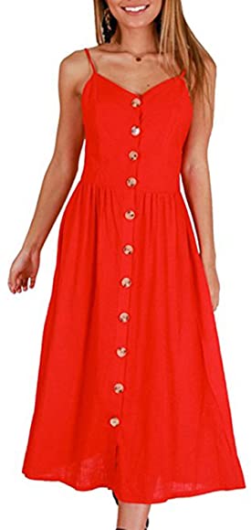 V-Neck, Sleeveless Midi Solid Dresses