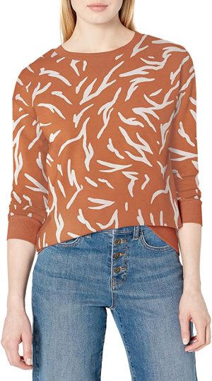 Terry Cotton Crewneck Printed SweatshirtOrange Pattern Shirt