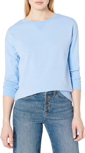 Terry Cotton Crewneck Solid Sweatshirt