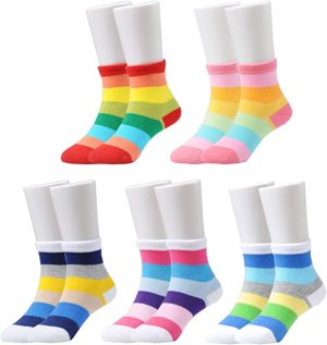 Girls Rainbow Stripe Cotton Socks