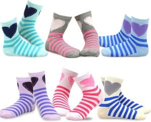 Girls Hearts and Stripes Novelty Socks