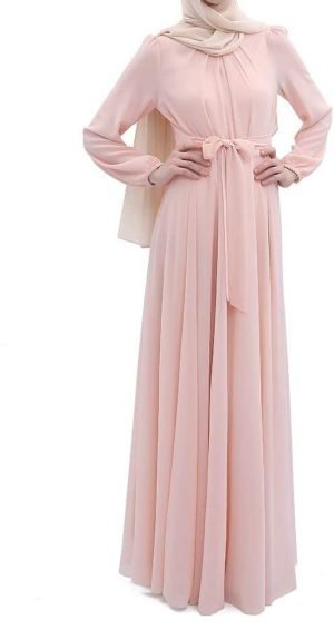Women's Maxi Abaya Dress in Pink