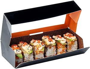 Disposable Sushi Box Black and Orange