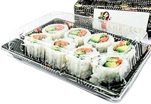 Disposable Sushi Box Black and Clear Lid