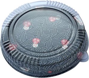 Disposable Round Sashimi Box Black and Clear Lid