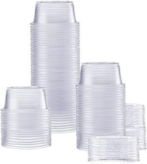 Disposable Plastic Portion Cups [100 Sets - 1 Oz.]