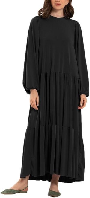 Women Abaya Maxi Dress Black