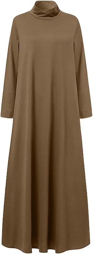 Women Abaya Maxi Dress Brown