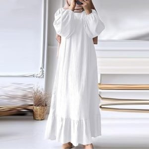 Women Abaya Maxi Dress White