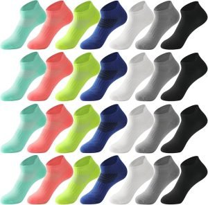 Womens Non-Slip Athletic Socks for Pilates and Yoga (16 Pairs)